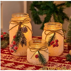 KIVIVO Christmas Centerpieces for Tables, Table Decor with Mason Jar, 16 Pcs Flowers, Christmas Winter Table Decorations Centerpieces, Xmas Holiday Center pieces for Tables, Kitchen, Room, Decor