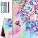 Fancity Case Fits All-New Amazon Kindle Fire HD 10 & 10 Plus (13th/11th Generation, 2023/2021 Release), PU Leather Stand Cover with Smart Auto Wake/Sleep & Pen Holder Card Slot, Hummingbird