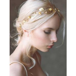 Yean Bride Wedding Hair Vine Headband Gold Leaf Bridal Accessories for Women (Gold)