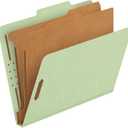 Pendaflex Recycled Classification File Folders, 2 Dividers, 2" Embedded Fasteners, 2/5 Tab Cut, Letter Size, Light Green, Box of 10 (24076R)