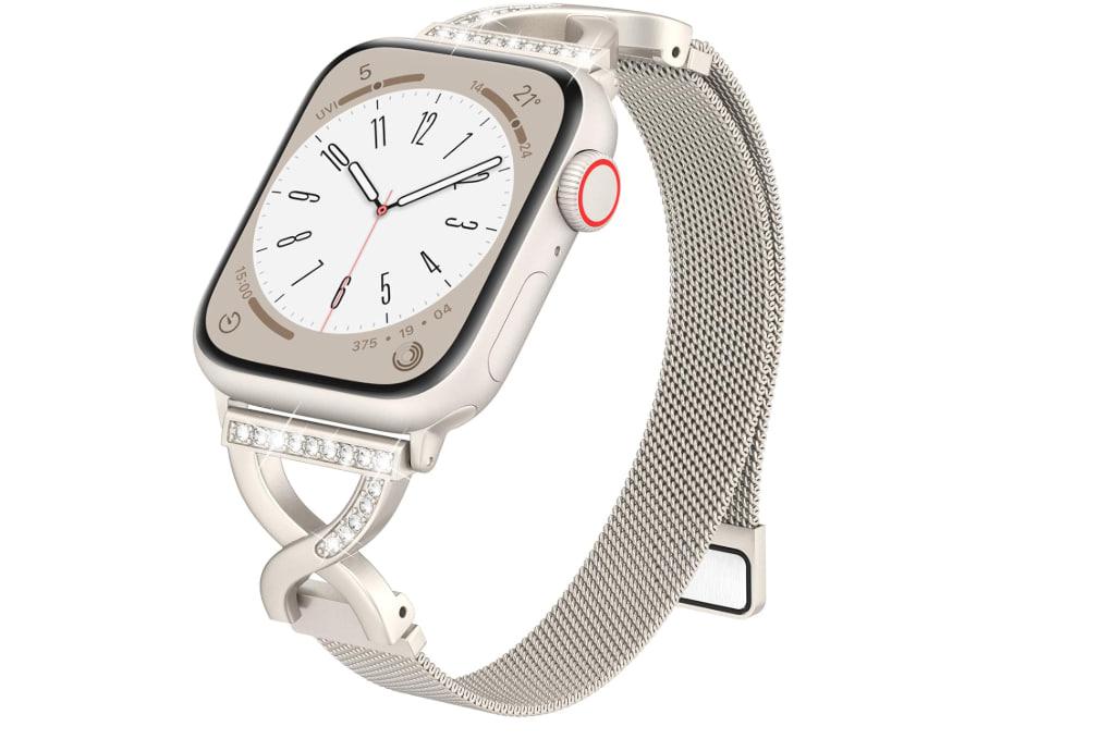 Thin Mesh Loop with X-Shape Clasp Compatible with Apple Watch Bands Women
40mm 41mm 38mm 42mm Metal Magnetic Stainless Steel Strap Diamond X-Clasp for iWatch Bands Series 11 10 9 8 7 6 5 4 3 2 1 SE