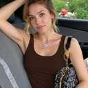 Tank Top for Women Cropped Camisole Ribbed Cami Sleeveless Shirts Summer Basic (Brown)