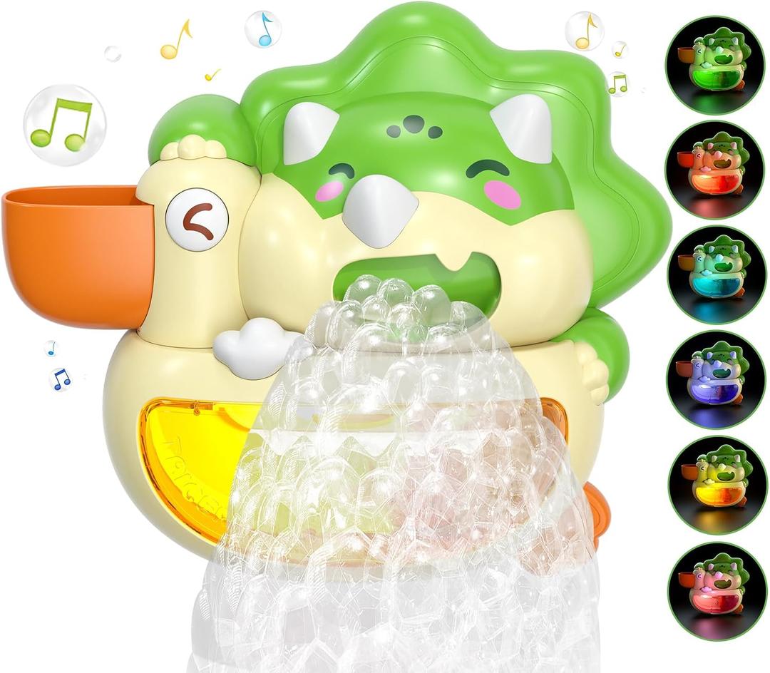 Lehoo Castle Bath Bubble Machine, Light Up Musical Bubble Bath Toys for Toddlers 1-3 Automatic Bubble Maker for Bathtub Dinosaur Toys for Bath, 15 cm x 20 cm x 18 cm