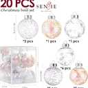 Christmas Ornaments Ball Set-Shatterproof Clear Plastic Decorative Baubles for Xmas Tree House Holiday Wedding Party Decoration,20pcs White (Style 4)