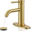Gold Bathroom Faucet, WINKEAR Single Hole Bathroom Faucet with Pop-up Drain and Flexible Hoses, Single Handle for Sink, Vanity, RV, Modern Farmhouse, Suitable for 1 Hole or 3 Hole