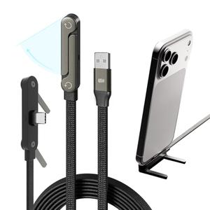 NKV USB A to USB C Cable 65W Fast Charging Cable 5 FT Invisible Stand Charging CableFlat USB c Cable,USB c Cable Right Anglefor iPhone 17 Series, Samsung Galaxy S25 S24 Ultra etc (Black)