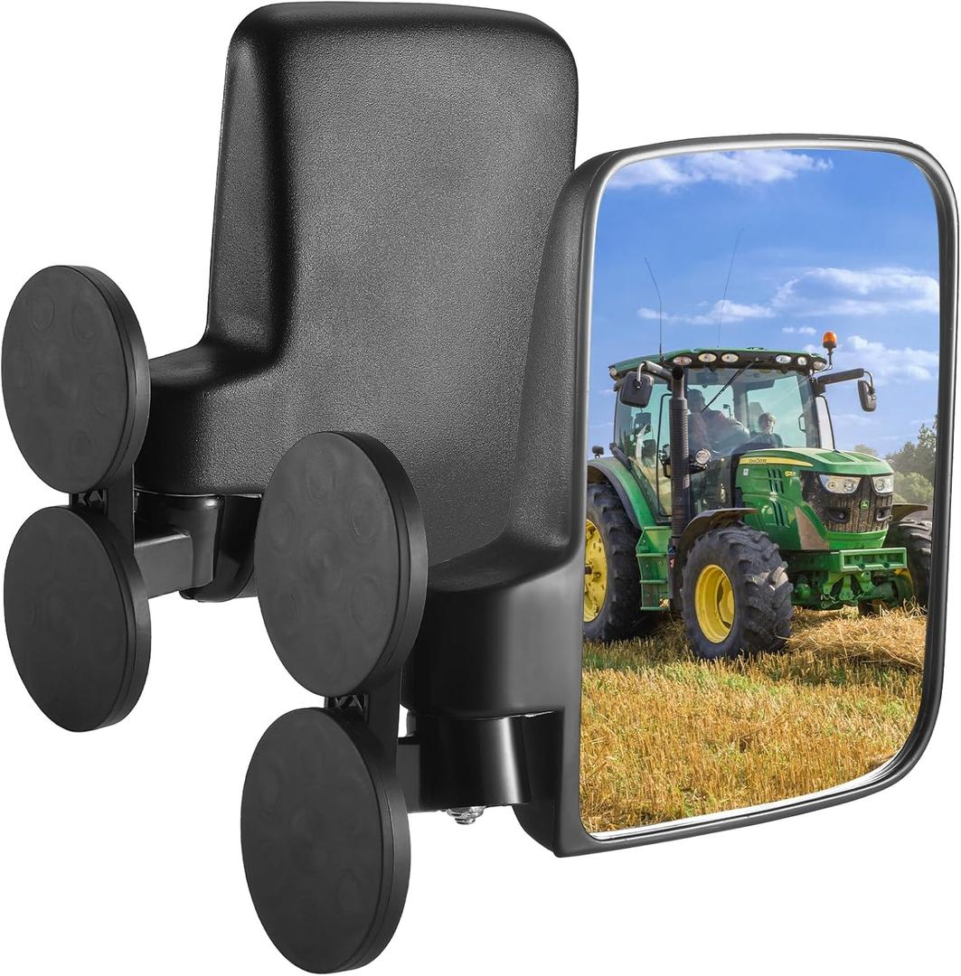 Universal Magnetic Tractor Mirrors, Side Mirrors for Tractors, Golf Carts, Forklifts, Lawn Movers, Small Dozers, Compatible with John Deere, Kubota B BX Mahindra Tractor Accessories