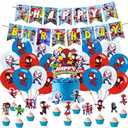 Spider and His Friends Birthday Decorations,Spider and His Friends Party Supplies Include Happy Birthday Banner, Cake Topper and Cupcake Toppers, Balloons for Kids Party Decor