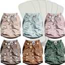 Mama Koala 3.0 Pocket Cloth Diapers for Babies with AWJ Lining, 6 Pack with 6 4-Layer Natural Cloth Diaper Inserts - Reusable and Washable Pocket Diapers(Simply Neutrals)
