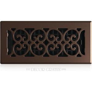 Decor Grates Metal Scroll Decorative Air Vent Cover 4x10 Floor Register – Adjustable Control Lever – AC Floor Vent Covers for Home Floor Vents – Fits 4 x 10 Inch Opening – Rubbed Bronze (SPH410RB)