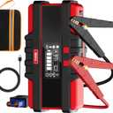 PJS06 - Arrancador de batera de coche de 2500 A, amplificador de batera porttil de 12 V, caja de salto y cargador, con deteccin de voltaje, proteccin integrada y luz de advertencia LED