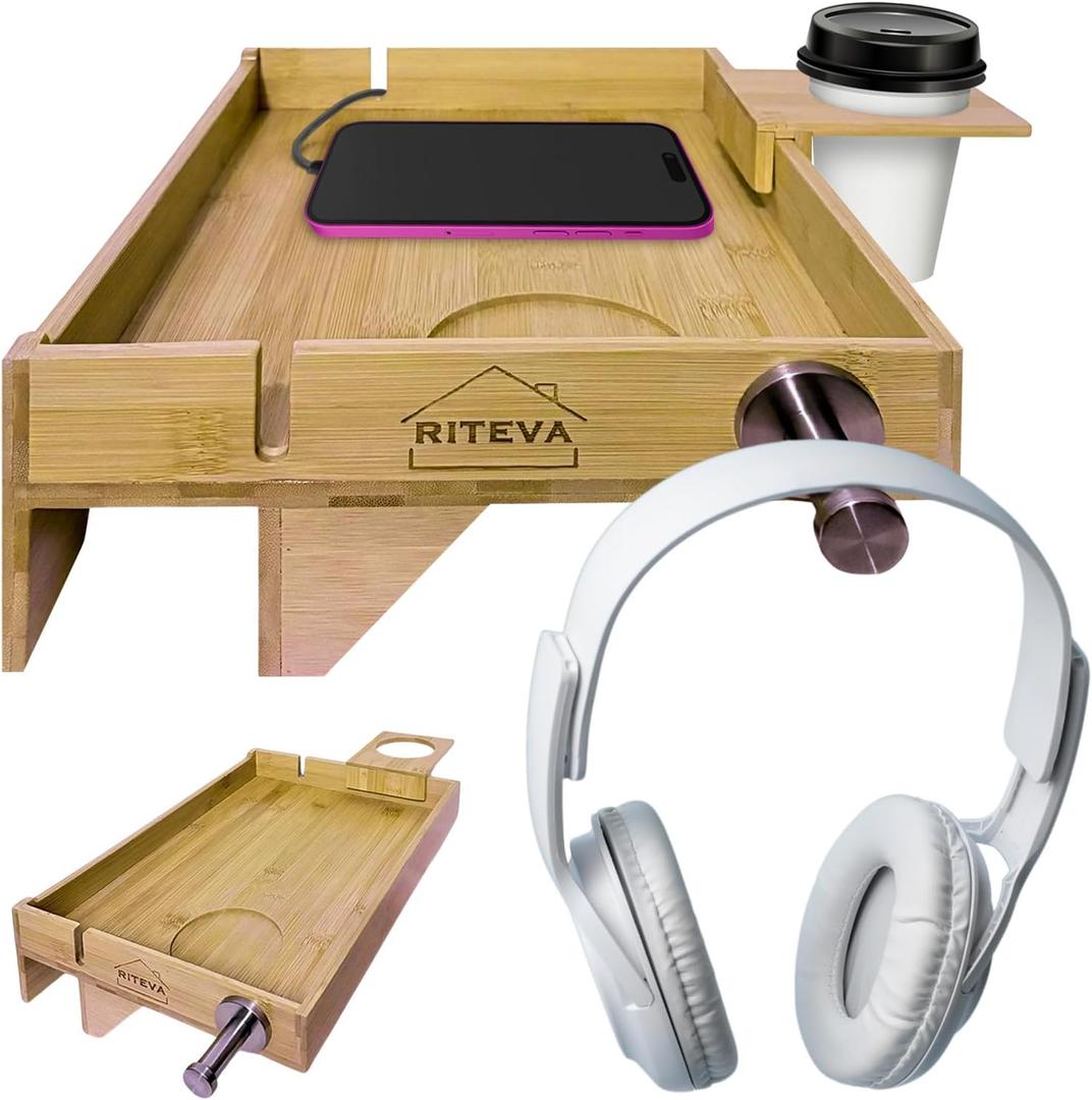 Bamboo Bedside Shelf, College Dorm Room Essentials, Bunk Bed Nighstand, Bamboo Furniture, Floating Nighstand, Wood Furniture, Minimalist Room Decor, Headphones Hook, Sturdy Floating Nighstand.