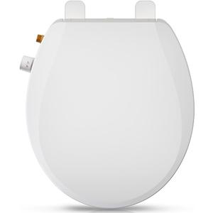 Elongated Bidet Toilet Seat with Quiet-Close, Non-Electric Bidet Mode with Dual Nozzles, Fit Elongated Toilet Seat, Adjustable Water Pressure with Brass inlet (Round)