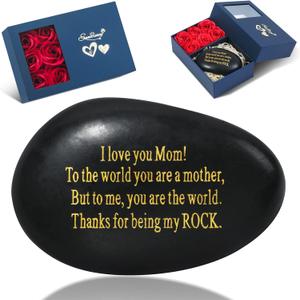 Valentines Day Gifts for Mom - Unique Valentines Day Card for Mom from Daughter Son - Engraved Rock Paperweight - I Love You Mom Gifts - Best Mother in Law Valentines Gifts & Birthday Present
