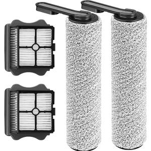 Roller Brush Replacement and Vacuum Filter Kit Compatible Only with Tineco Floor ONE S5 / Floor One S5 Pro 2 Smart Cordless Wet Dry Vacuum Cleaner, 2 Roller Brush, 2 Filters