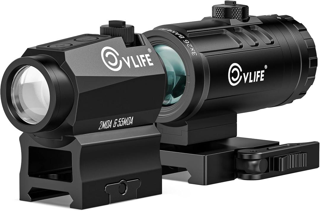 CVLIFE Multi-Reticle Red/Green Dot Sight & 3X Magnifier Combo, Motion Awake Compact Red Dot & Circle with Quick Release Flip-to-Side Magnifier Combo Kit, Optics Absolute Co-Witness for 21MM Picatinny