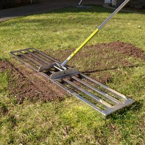 Rocklin Lawn Leveling Rake | Levelawn Tool | Level Soil or Dirt Ground Surfaces Easily | 48 x 10 Ground Plate | 78 Extra Long Handle | Stainless Steel (48 Inches)