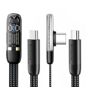 Smolink Right Angle USB C Cable, C to C Cable Fast Charging 100W 2-Pack 6FT, Flat Nylon Braided Type C Port 90 Degree USB C Cable for iPhone 16/15 Series MacBook Galaxy S24/S23/S22, iPad Pro, Black