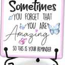 4"X4" Acrylic Plaque With 1 Metal Support-Sometime You Forget You're Awesome-Inspirational Acrylic Sign For Women Men Friends- Appreciation Gifts & Decorations For Home Desk Room Office Shelf-A26