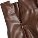 SweatyRocks Women's PU Leather A Line Mini Skirt Flared Hem Pleated Skirts with Shorts (Brown, S)