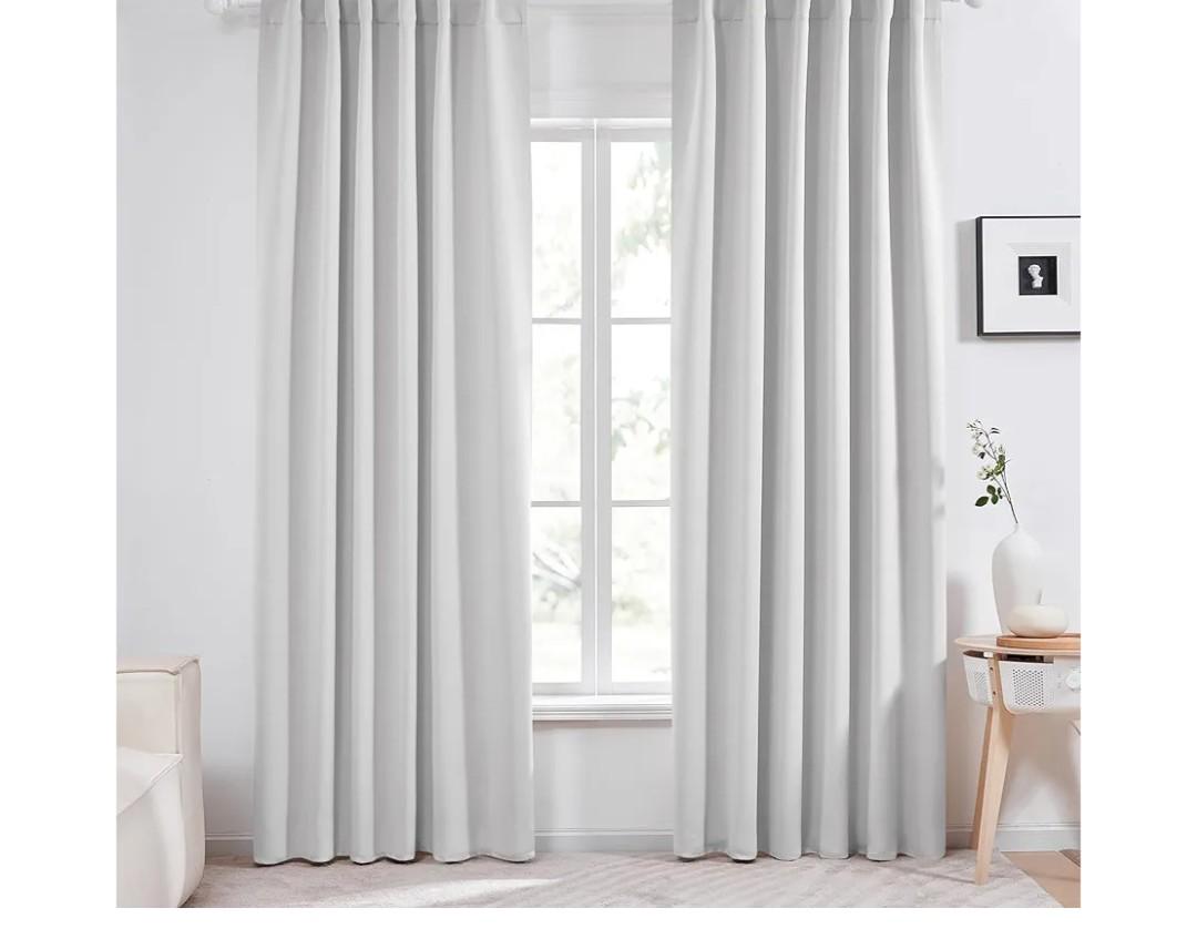 Deconovo Blackout Curtains, Thermal Insulated, W52 x L84 2 Panels, Back Tab, Machine Washable, Room-Darkening Drapes for Bedroom/Living Room Greyish White