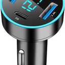 Car Charger Adapter, 4-Port Cigarette Lighter USB Charger Adapter with Voltmeter PD 3.0 & QC 3.0 Car USB Charger Multi Port Accessories Fast Charging for iPhone, Samsung, iPad & Phone Tablets