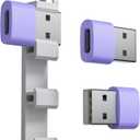 USB to USB C Adapter,3Pack USBC Female to USB A Male with Convenient Carrier, Type C Converter for iPhone 17/16/15/14/13/12, iPad, iWatch, AirPods,Galaxy S25/S24 (Purple)