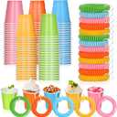100 Pcs Multi Colors Shot Cups with Wristband for Party 2oz Plastic Shot Glasses Bulk Disposable Mini Shot Glasses with Bracelet Wear On Solo Cups for Festival Birthday Carnival Easter Party Supplies