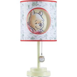 Idea Nuova Disney Winnie The Pooh 2 Layer Cut Out Shade Stick Table Lamp with Figural Pull Chain and Themed Printed Decorative Shade (Beige)