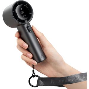 JISULIFE Handheld Fan Pro Series - High Speed Airflow: 1-100 Speed Scroll Wheel, Metal Body, Digital Display, 1.5H Fast Charge, 5000mAh-Portable Fan for Travel Outdoor, Gifts for Women Men(Grey)