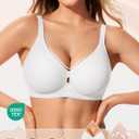 LetsJoli Wireless Bras for Women No Underwire Jelly Bras Seamless Push Up Full Coverage Bralettes Comfortable Everyday Bra (White, XL)