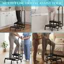 2 Step Stool with Handle & Wheels for Seniors, 400 lbs Capacity, Heavy Duty Bed Step for High Beds, Adjustable 5-Level Handrail, Non-Slip Wide Steps, Non-Skid Rubber Feet (Black)