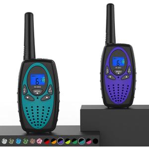 Walkie Talkies Long Range, M880 Two Way Radio for Adults with Mic LCD Screen/Resistance Wakie-Talkies with Noise Cancelling for Men Women Outdoor Adventures Cruise Ship (Blue and Violet)