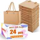 CLRBEATTY 24 Pcs Extra Small Gift Bags, 3.9 x 4.7 x 2.4 Inch Mini Kraft Paper Gift Bags with Handles for Wedding, Birthday, Baby Shower, Party Favors