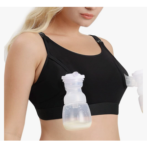Momcozy Hands Free Pumping Bra, Adjustable Breast-Pumps Holding and Nursing Bra, Pumping & Nursing Bra in One Medium