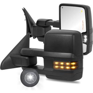 2PCS Black Towing Mirrors Power Heated Compatible for 2019 2020 2021 2022 Ram 2500 3500 w/Turn lightPuddle light, BSM