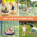 Swing Sets for Backyard, 440lbs Swing Set with Heavy-Duty A-Frame Metal Stand, 1 Saucer Swing Seat & 1 Belt Swings Seat
