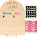 Wenqik Wooden Gender Reveal Voting Board with Stand He or She Game Guessing Sign Voting Stickers for Gender Reveal Party Supplies Decoration Baby Shower Game(Boy or Girl Burnouts or Bows)