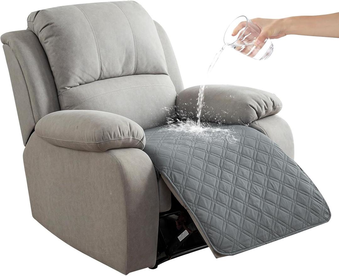 Genina Waterproof Recliner Chair Covers, Recliner Cover for Dog Pets Friendly, Washable Antislip Reclining Chair Cover Furniture Protector, Sofa Slipcover for Living Room (23.6inch/Dark Grey)