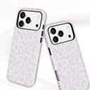 Jusy Compatible with MagSafe Leopard Print Case for iPhone 17 Pro, Trendy Luxury Magnetic Phone Case, Soft TPU and Hard PC Protective Phone Cover for Women Girls - Gray Leopard