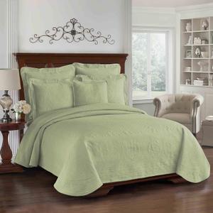 King Charles Modern Farmhouse Floral Matelasse Coverlet, 100% Cotton Breathable Bedding, King/CalKing, Sage