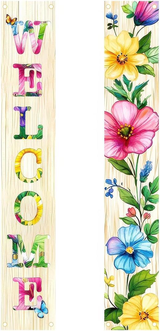 2 Pcs Spring Summer Welcome Floral Porch Banners Butterfly Flower Hanging Flag Porch Sign for Front Door Wall Porch Banners Vintage Spring Decorations Seasonal For Yard Indoor Outdoor Decorations 2 Pcs Spring Summer Welcome Floral Porch Banners Butterfly Flower Hanging Flag Porch Sign for Front Door Wall Porch Banners Vintage Spring Decorations Seasonal For Yard Indoor Outdoor Decorations
