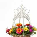 Large Hanging Planter for Outdoor Indoor Plants, 12.6-Inch Rustic Metal Hanging Basket for Farmhouse, Patio,Porch,Deck, or Garden, White