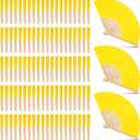 Yinkin 100 Pack Folding Fans Bamboo Handheld Folded Craft Hand Japanese Chinese Fans for Weddings Bridal Dancing Church DIY Decoration Women Gift Party Favors (Yellow)