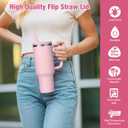 40oz Flip Straw Lid Replacement for Stanley Quencher H2.0 Tumbler, 2 Lilac Leak Proof Flip Lid & 4 Tritan Straws & 2 Straw Brush