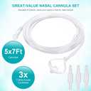 5 Pack Cannula Nasal 7 FT Super Soft Nasal Cannula Tubing for Oxygen Nose Tubing - High Flow, Kink Resistant, Highly Visible, Lightweight Tubing with 3 Pack Oxygen Tubing Connector
