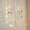 6Pieces Crystal Suncatchers for Window Hanging Sun Catcher with Chain Rainbow Maker Crystal Prisms Decor for Home Garden Party Wedding Ornament Gift Mother Daughter (Silver)