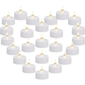 KOABY 12/24/50 Pack Tea Lights with Timer, Auto-On 6 Hours and Off 18 Hours in 24 Hours Cycle, Flameless Flickering Battery Operated Tea Lights with Timer(24 Pack, Warm White)