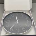 Jomparis Non-Ticking Wall Clock Silent Battery Operated Round Wall Clock Modern Simple Style Decor Clock for Home/Office/School/Kitchen/Bedroom/Living Room (13.5 Inch Gray)