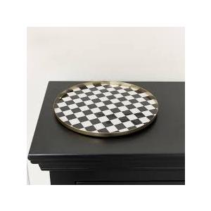 Checked Round Tray